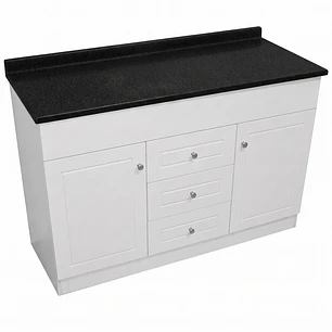 Mueble de Baño Blanco con Cubierta Postformado Negro 120X47 cm