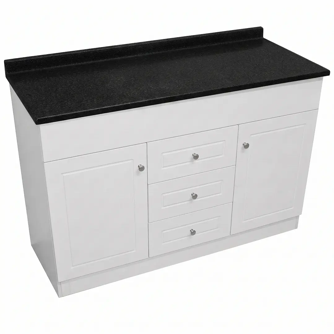 Mueble de Baño Blanco con Cubierta Postformado Negro 120X47 cm 2