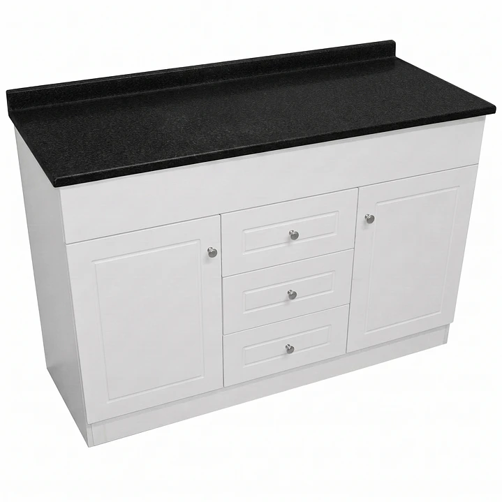 Mueble de Baño Blanco con Cubierta Postformado Negro 120X47 cm 2