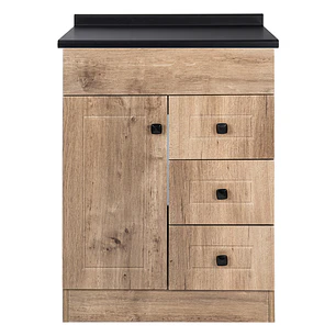 Mueble de Baño Wood 3C con Cubierta Postformado Negro 60X47 cm