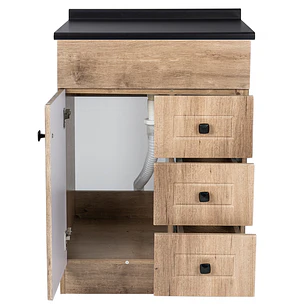 Mueble de Baño Wood 3C con Cubierta Postformado Negro 60X47 cm