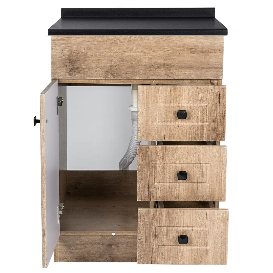 Mueble de Baño Wood 3C con Cubierta Postformado Negro 60X47 cm 2