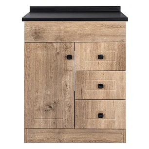 Mueble de Baño Wood 3C con Cubierta Postformado Negro 70X47 cm