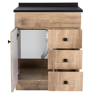 Mueble de Baño Wood 3C con Cubierta Postformado Negro 70X47 cm