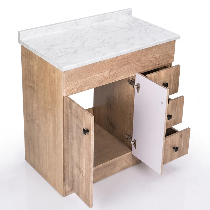 Mueble de Baño Wood con Cubierta Postformado Blanco 80X47 cm 4