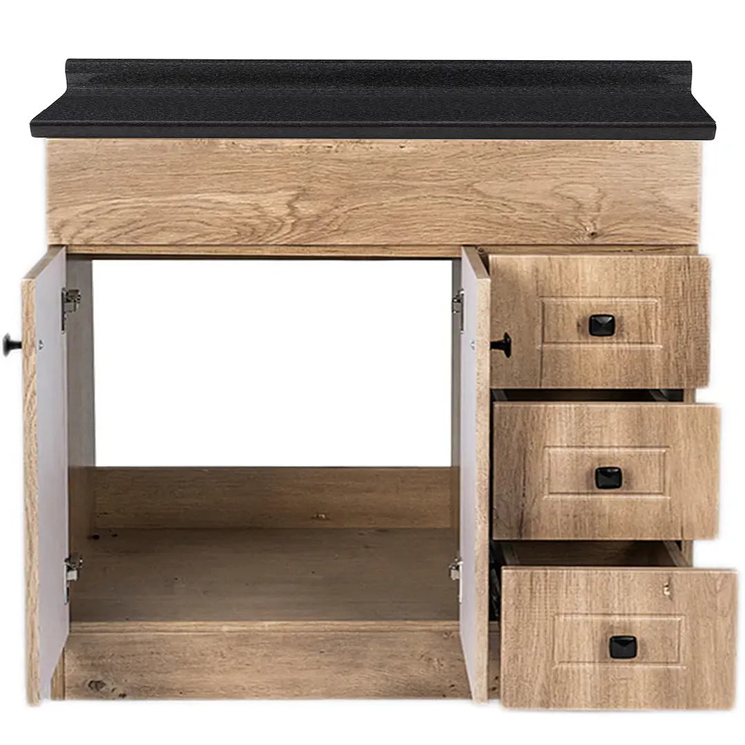 Mueble de Baño Wood con Cubierta Postformado Negro 100X47 cm 2