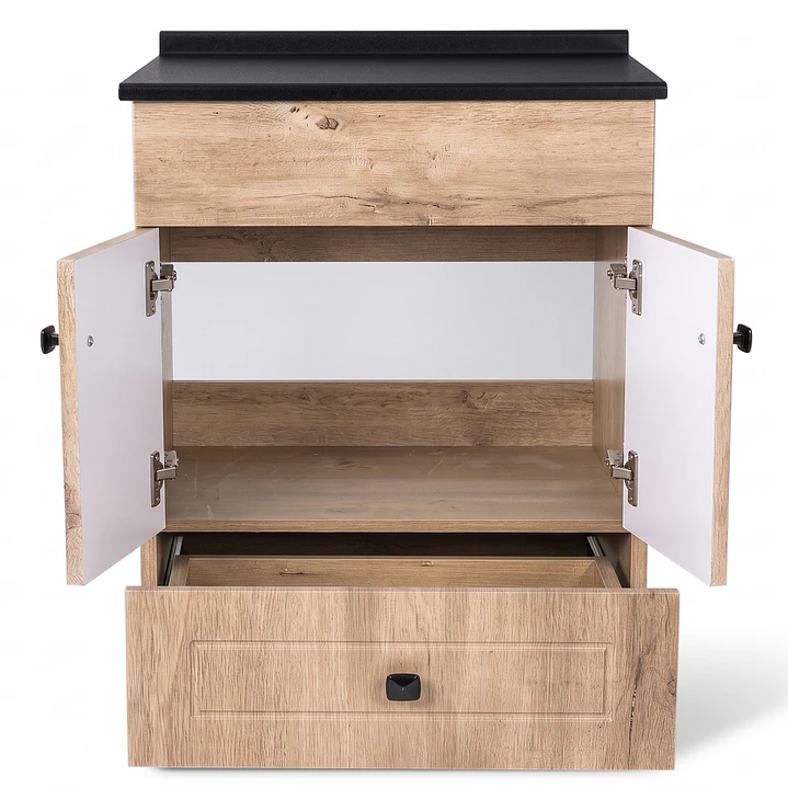 Mueble de Baño Wood 2P con Cubierta Postformado Negro 60X47 cm 2