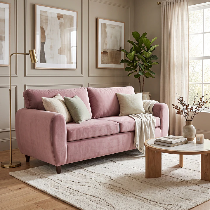 Sofá 3 Cuerpos Stanford 2m Felpa Rosa 6