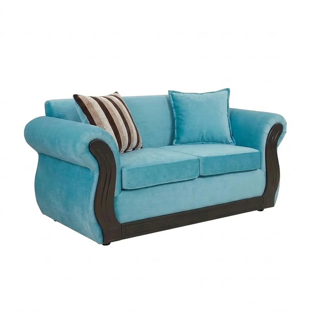 Sofá 2 Cuerpos Austin Tela Felpa Azul Celeste 6