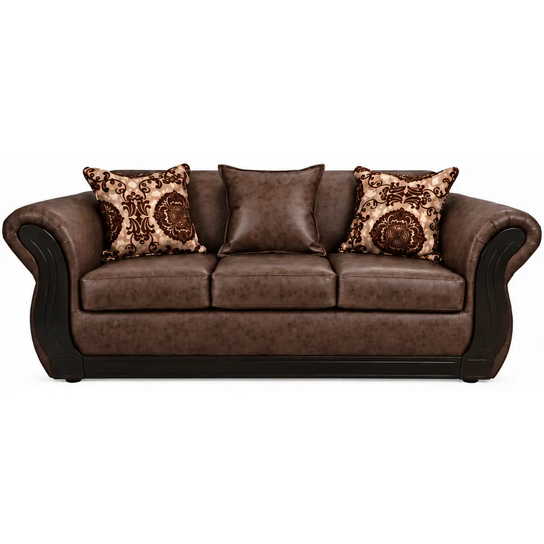 Sofá 3 Cuerpos Austin PU envejecido Marrón Oscuro 1