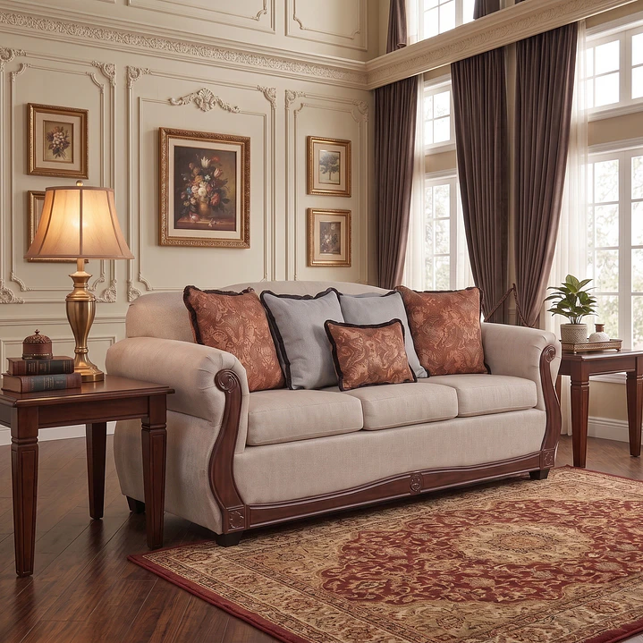 Sofá 3 Cuerpos Charleston Beige Contemporáneo 3