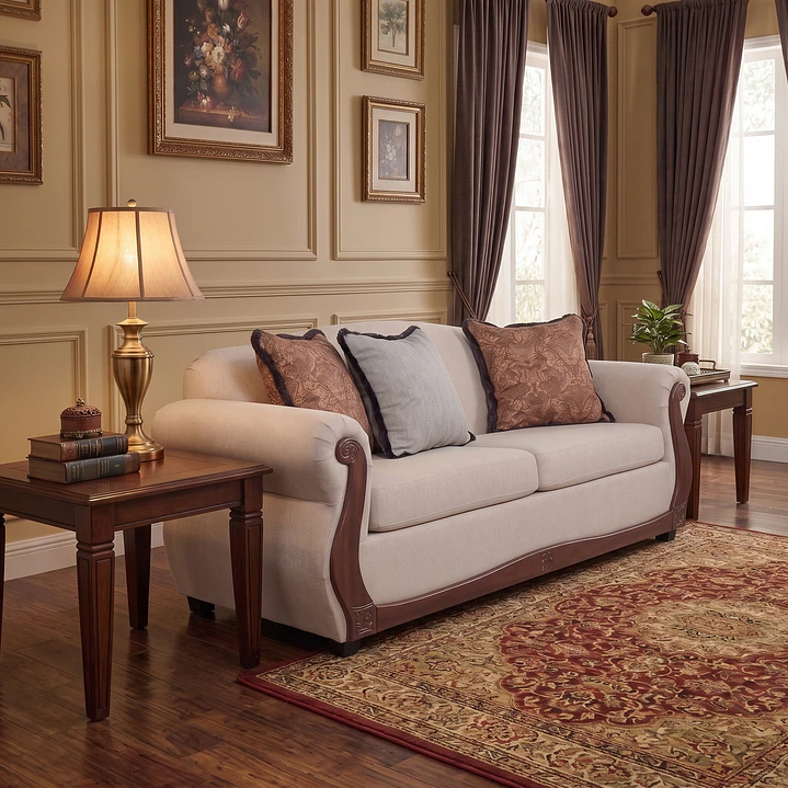 Sofá 2 Cuerpos Charleston Beige Contemporáneo 3