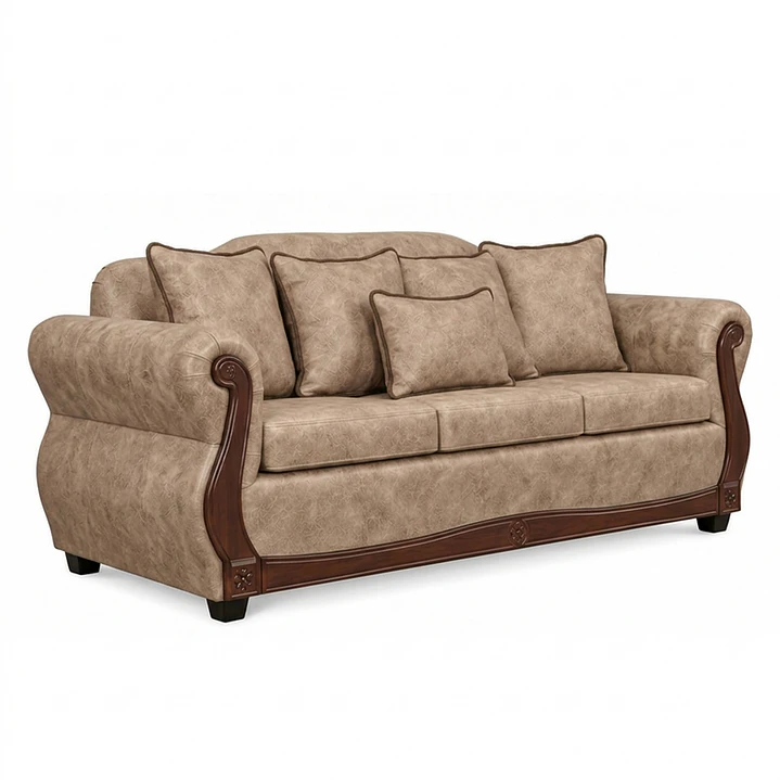 Sofá 3 Cuerpos Charleston PU envejecido Beige 6