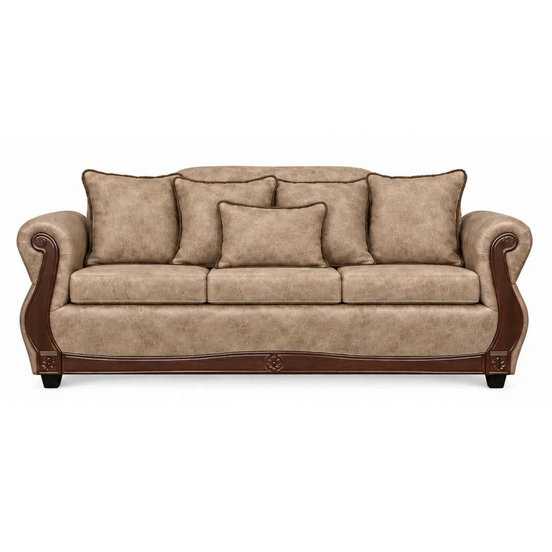 Sofá 3 Cuerpos Charleston PU envejecido Beige 1