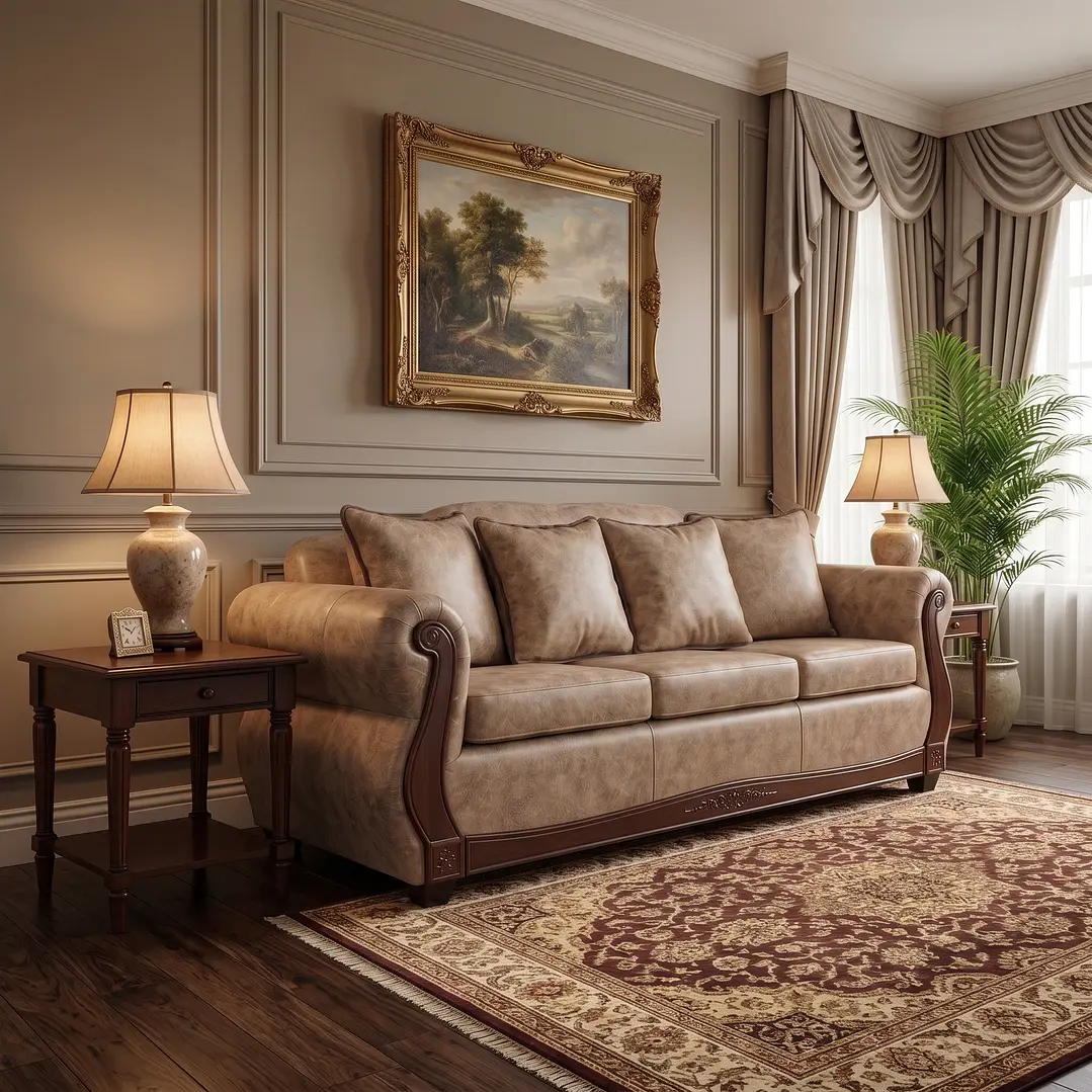 Sofá 3 Cuerpos Charleston PU envejecido Beige 4