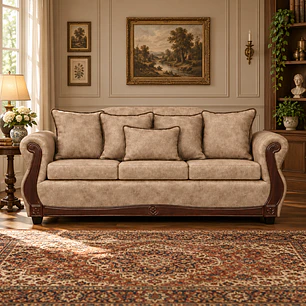 Sofá 3 Cuerpos Charleston PU envejecido Beige