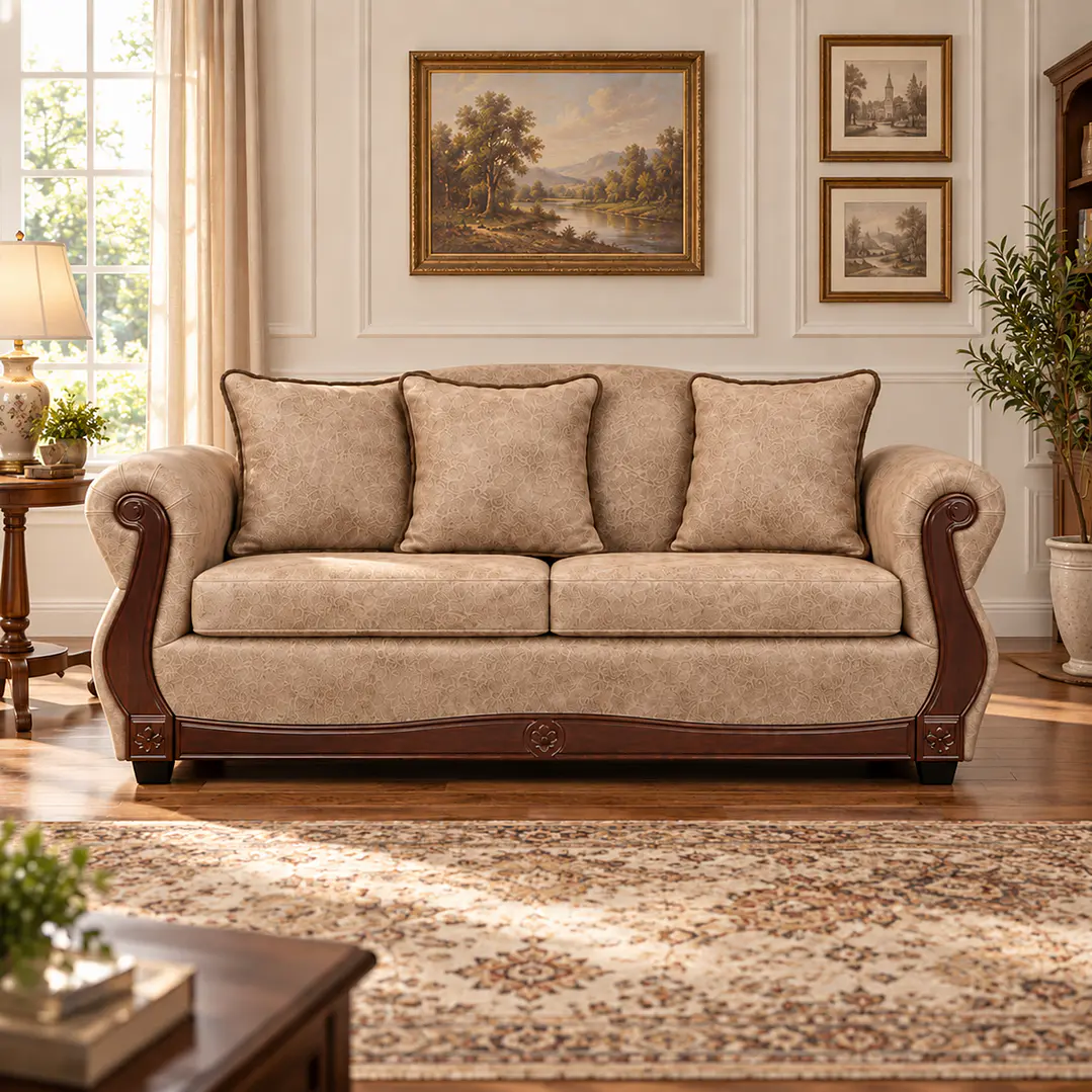 Sofá 2 Cuerpos Charleston PU envejecido Beige 4