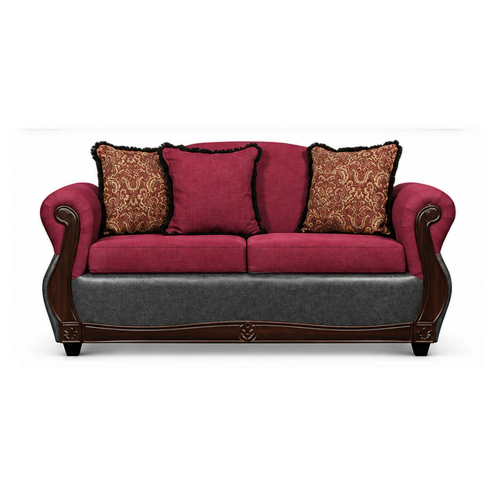 Sofá 2 Cuerpos Charleston Tela Fucsia con PU envejecido Gris 1