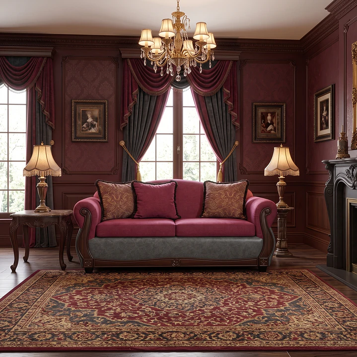 Sofá 2 Cuerpos Charleston Tela Fucsia con PU envejecido Gris 4