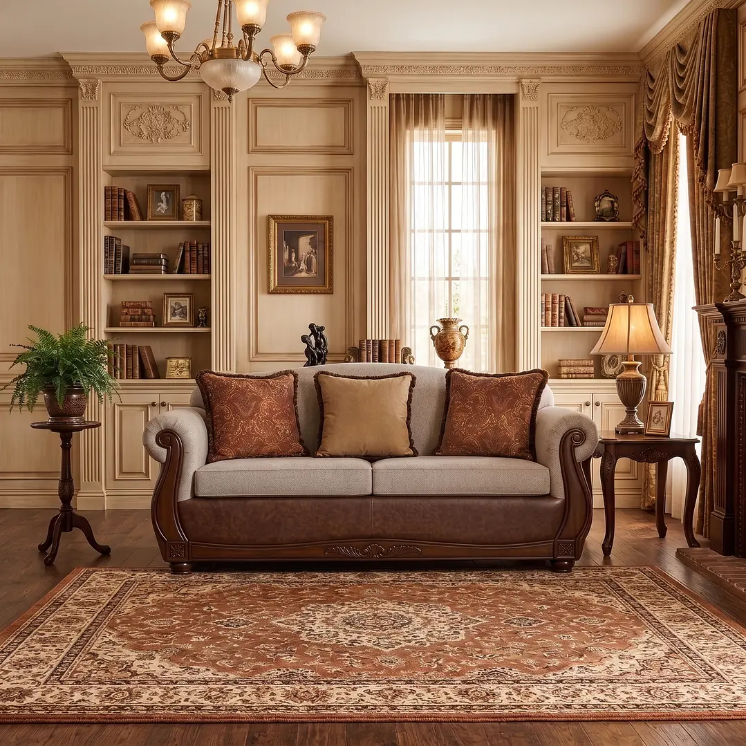 Sofá 2 Cuerpos Charleston Tela Gris Claro con PU envejecido Marrón 4