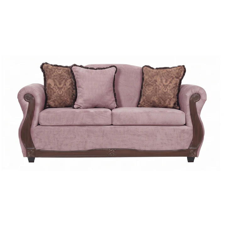 Sofá 2 Cuerpos Charleston Tela Felpa Rosa 1