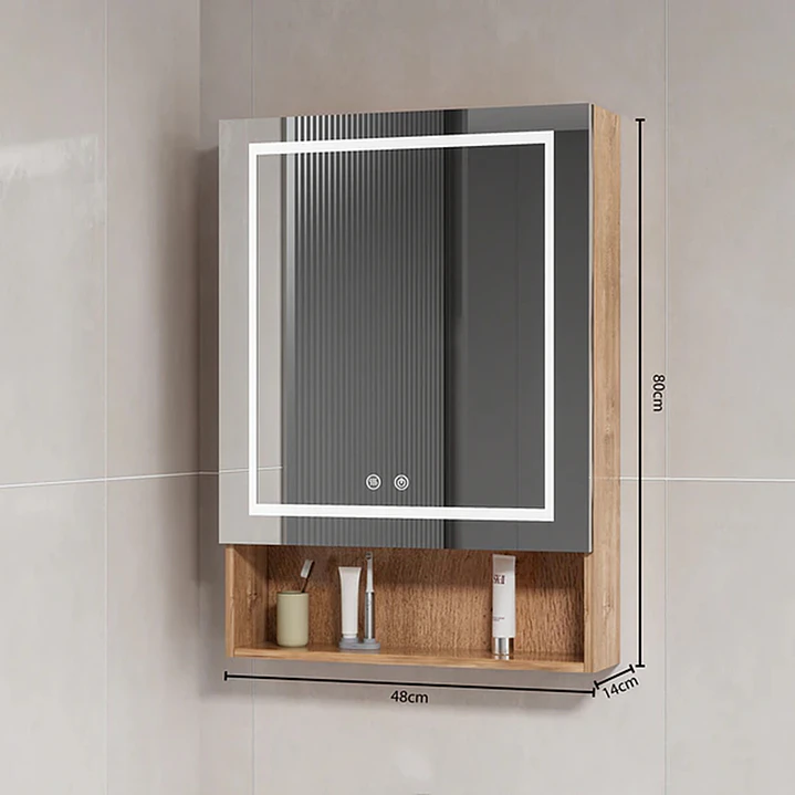 Mueble Botiquín para Baño con Espejo LED Nogal (48x80x14cm) 4