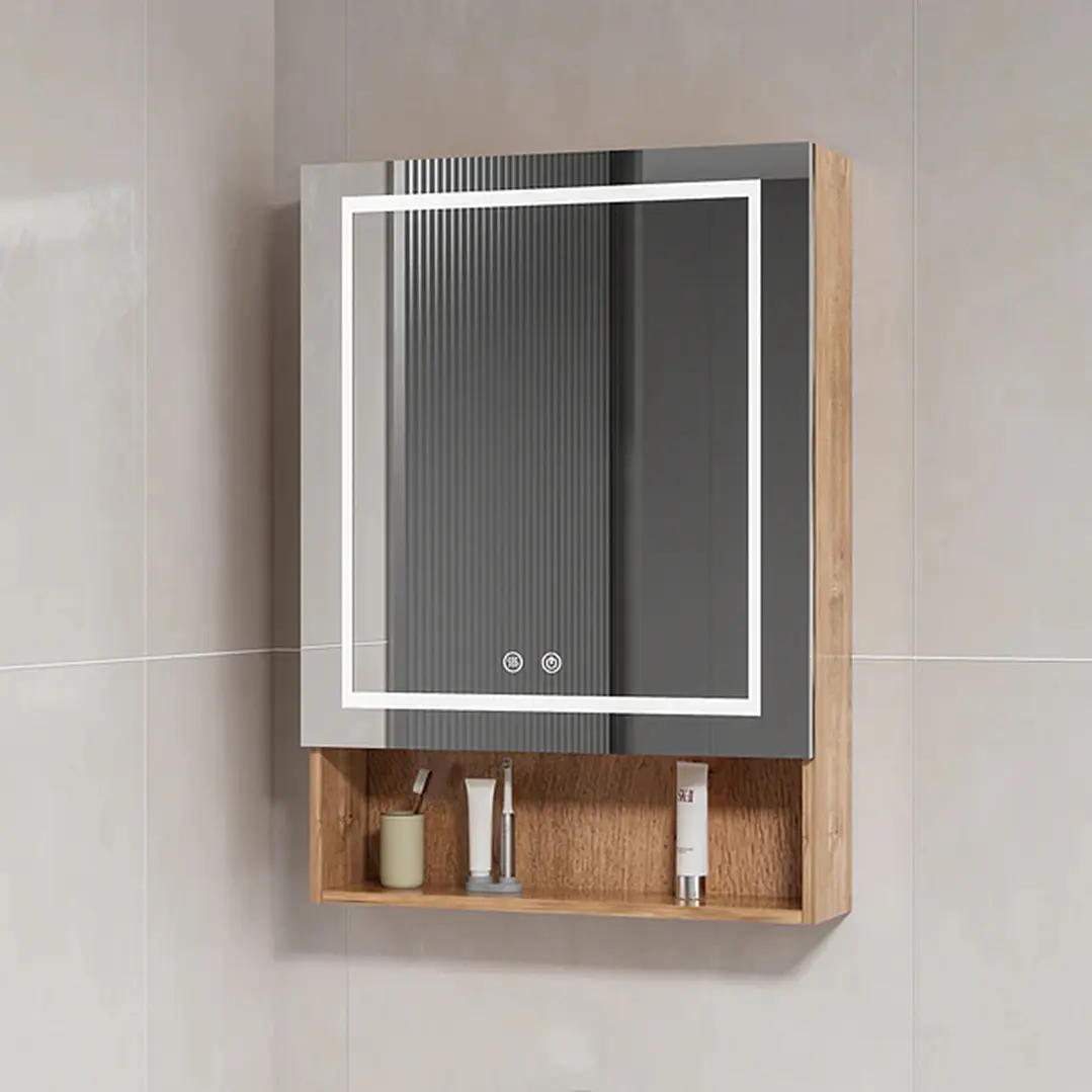 Mueble Botiquín para Baño con Espejo LED Nogal (48x80x14cm) 2