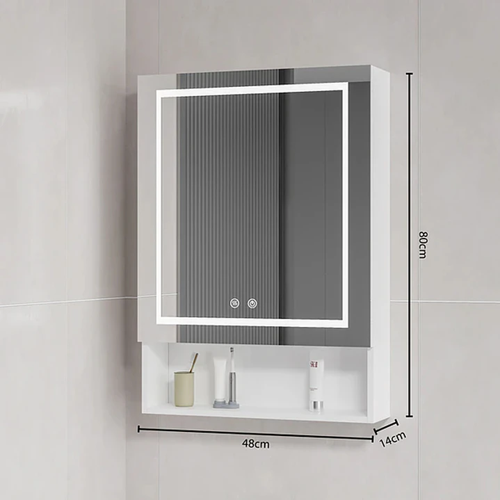 Mueble Botiquín para Baño con Espejo LED Blanco (48x80x14cm) 4