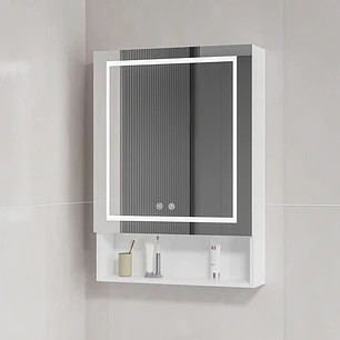 Mueble Botiquín para Baño con Espejo LED Blanco (48x80x14cm)