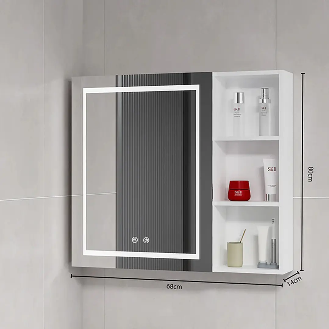 Mueble Botiquín para Baño con Espejo LED Blanco (68x80x14cm) 4
