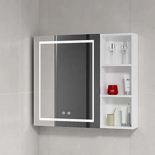 Mueble Botiquín para Baño con Espejo LED Blanco (68x80x14cm)