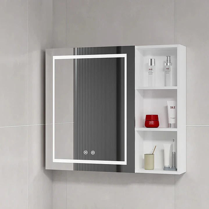 Mueble Botiquín para Baño con Espejo LED Blanco (68x80x14cm) 2