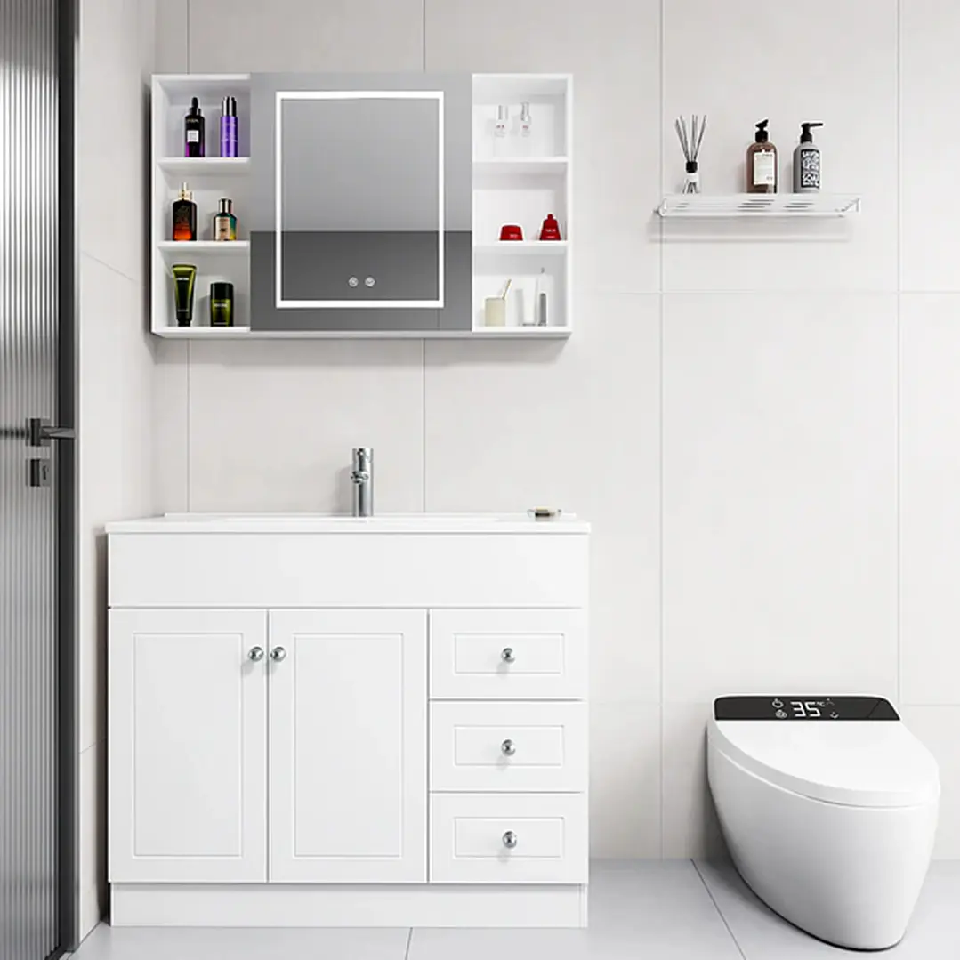 Mueble Botiquín para Baño con Espejo LED Blanco (98x80x14cm) 4