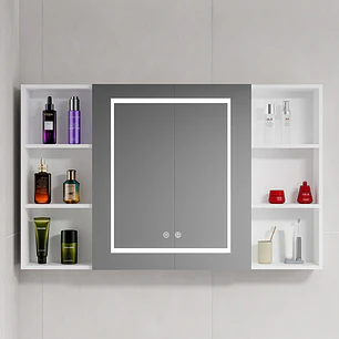 Mueble Botiquín para Baño con Espejo LED Blanco (98x80x14cm)