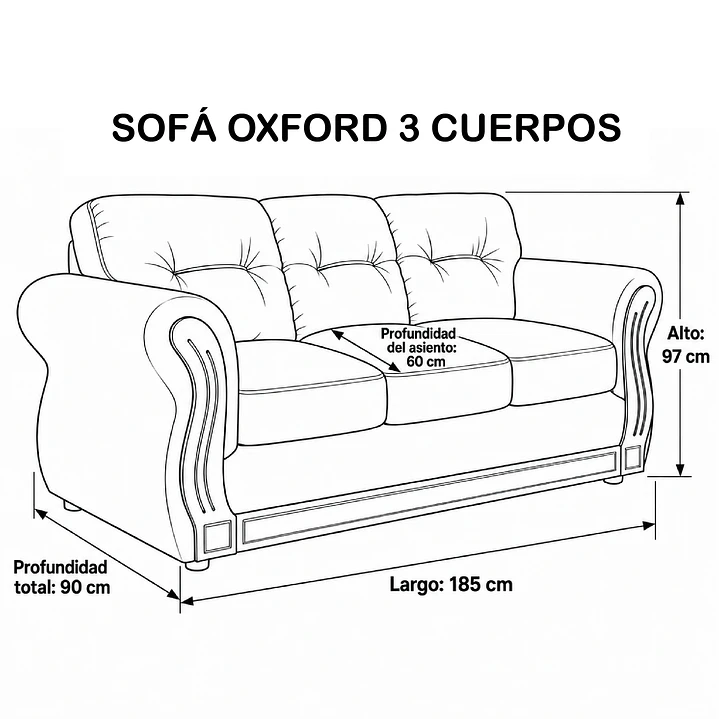 Sofá 3 Cuerpos Oxford Azul 9