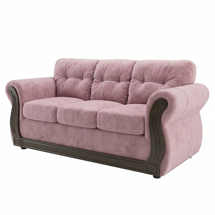 Sofá 3 Cuerpos Oxford Tela Felpa Rosa 6
