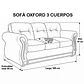 Sofá 3 Cuerpos Oxford Tela Felpa Azul Celeste - Miniatura 6