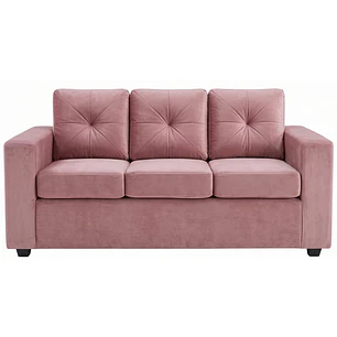 Sofá 3 Cuerpos Hudson Tela Felpa Rosa