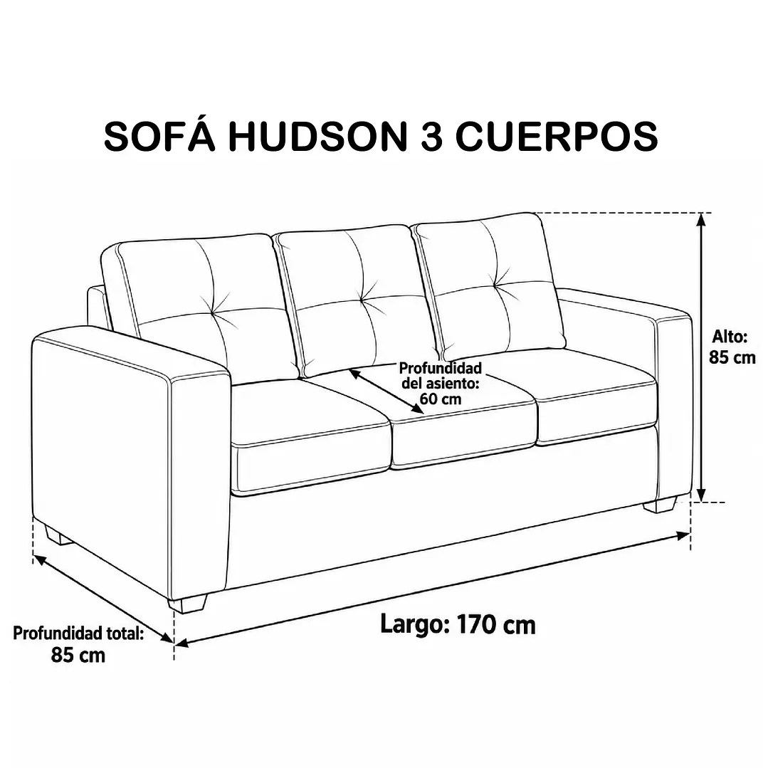 Sofá 3 Cuerpos Hudson Tela Felpa Gris Oscuro 8