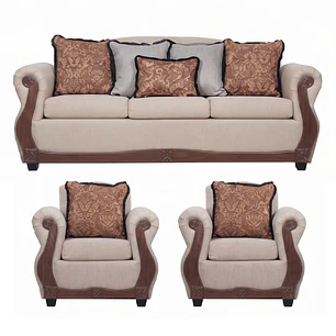 Juego de Living Charleston Beige Contemporáneo 3-1-1