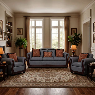 Juego de Living Charleston Gris Contemporáneo 3-1-1