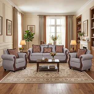 Juego de Living Charleston Gris Claro 3-1-1
