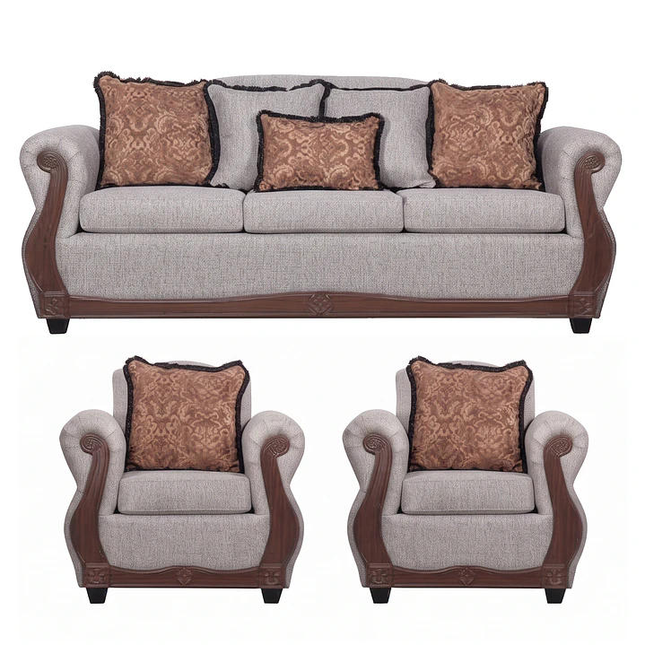 Juego de Living Charleston Gris Claro 3-1-1 1
