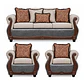 Juego de Living Charleston Tela Gris Claro con PU envejecido Gris 3-1-1 - Miniatura 1