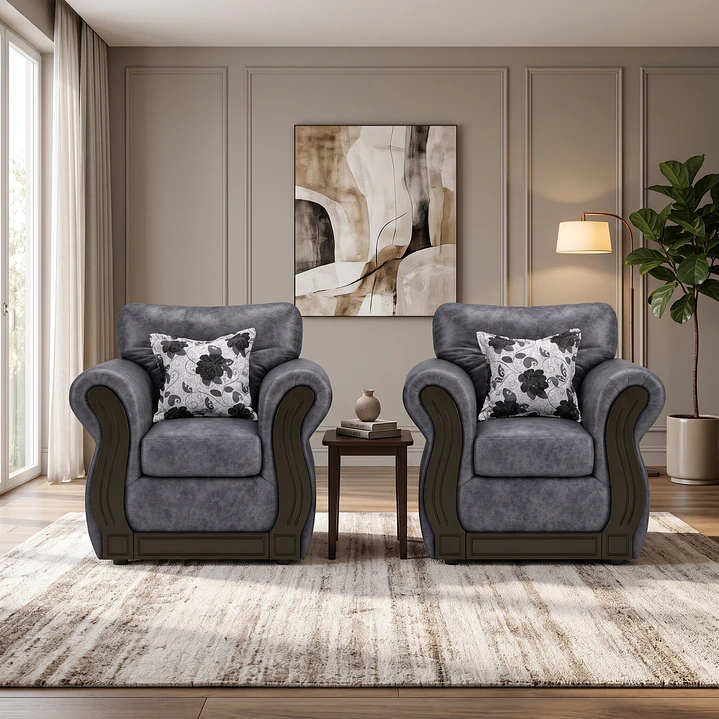 Juego de Living Oxford PU envejecido Gris 3-1-1 5