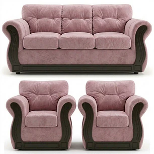 Juego de Living Oxford Tela Felpa Rosa 3-1-1