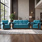 Juego de Living Oxford Tela Felpa Azul Celeste 3-1-1 - Miniatura 2