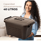 Caja Plástica Organizadora de 40 Litros con Tapa Renacer Café 3