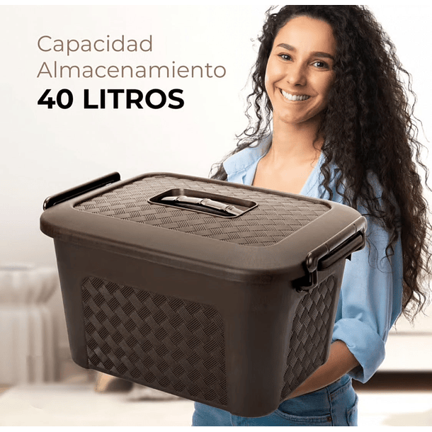 Caja Plástica Organizadora de 40 Litros con Tapa Renacer Café 3