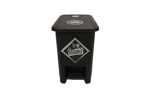 Caneca de basura / Papelera negra de 8 litros con pedal